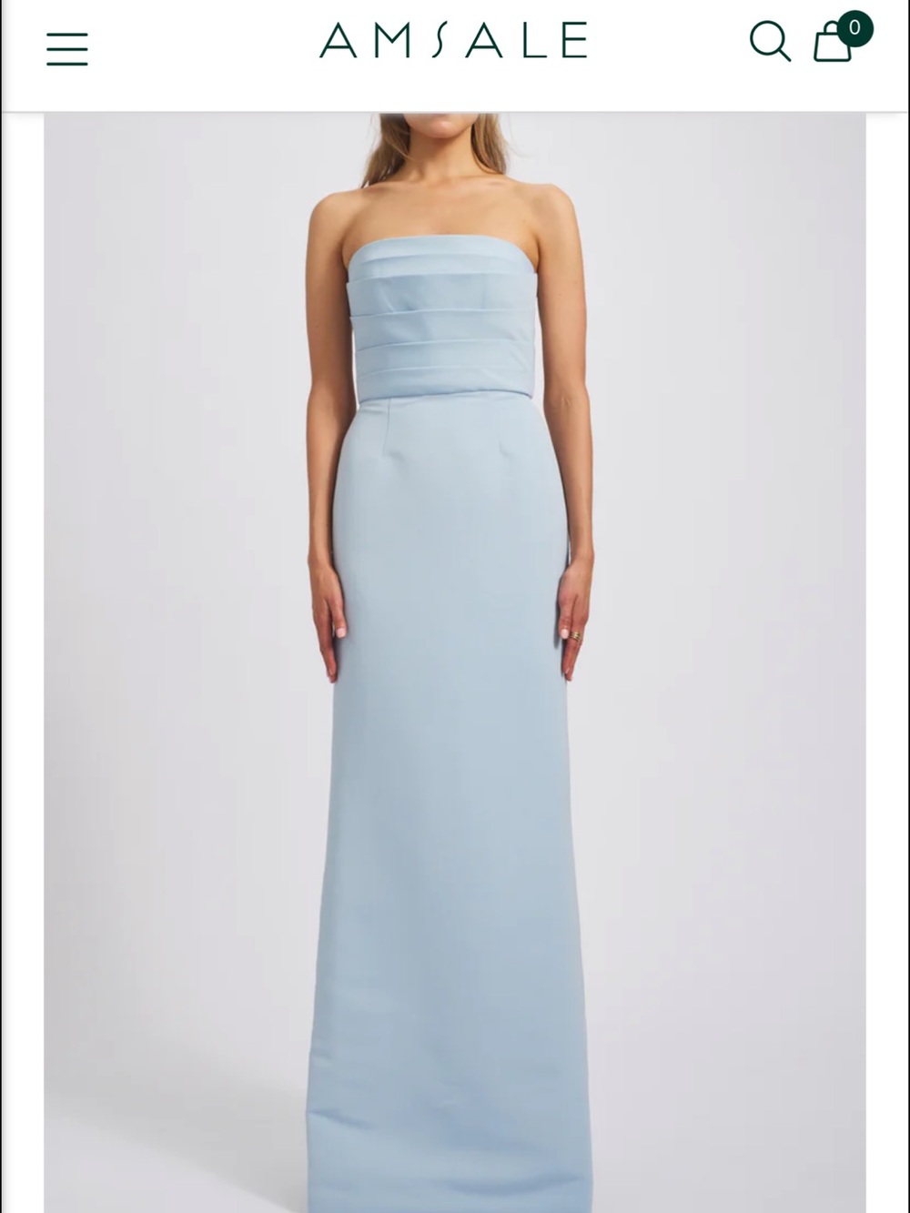 Amsale Strapless Powder Blue Column Gown